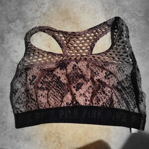 PINK Victoria's Secret Snake Print Sports Bra With Mesh Details - Pink & Ɓlack